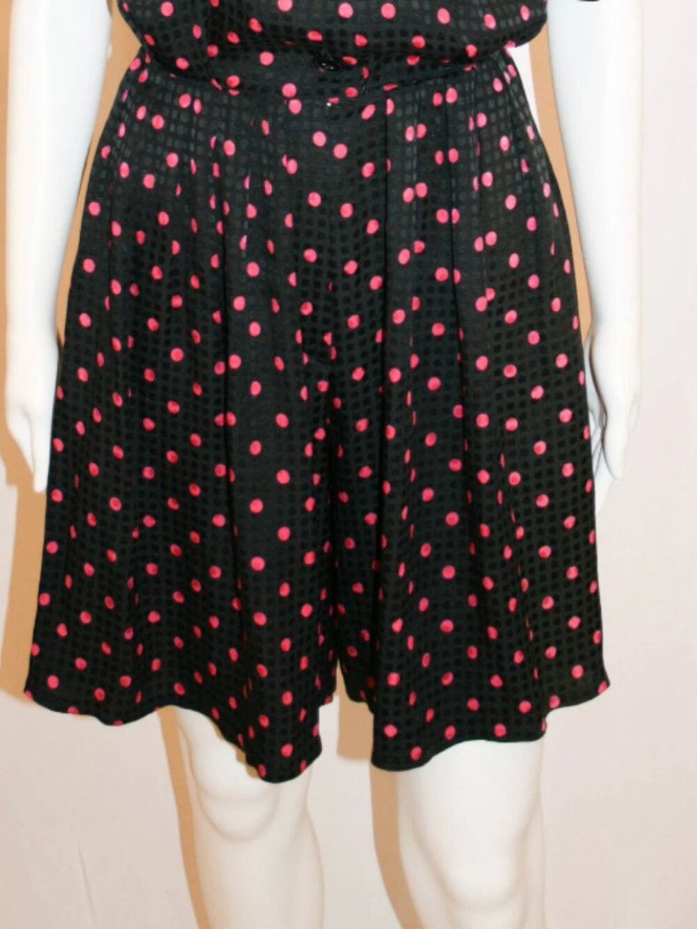 Vtg Anne Klein II Petites Silk Coulotte Walking Short Skirt Polka Dot 6